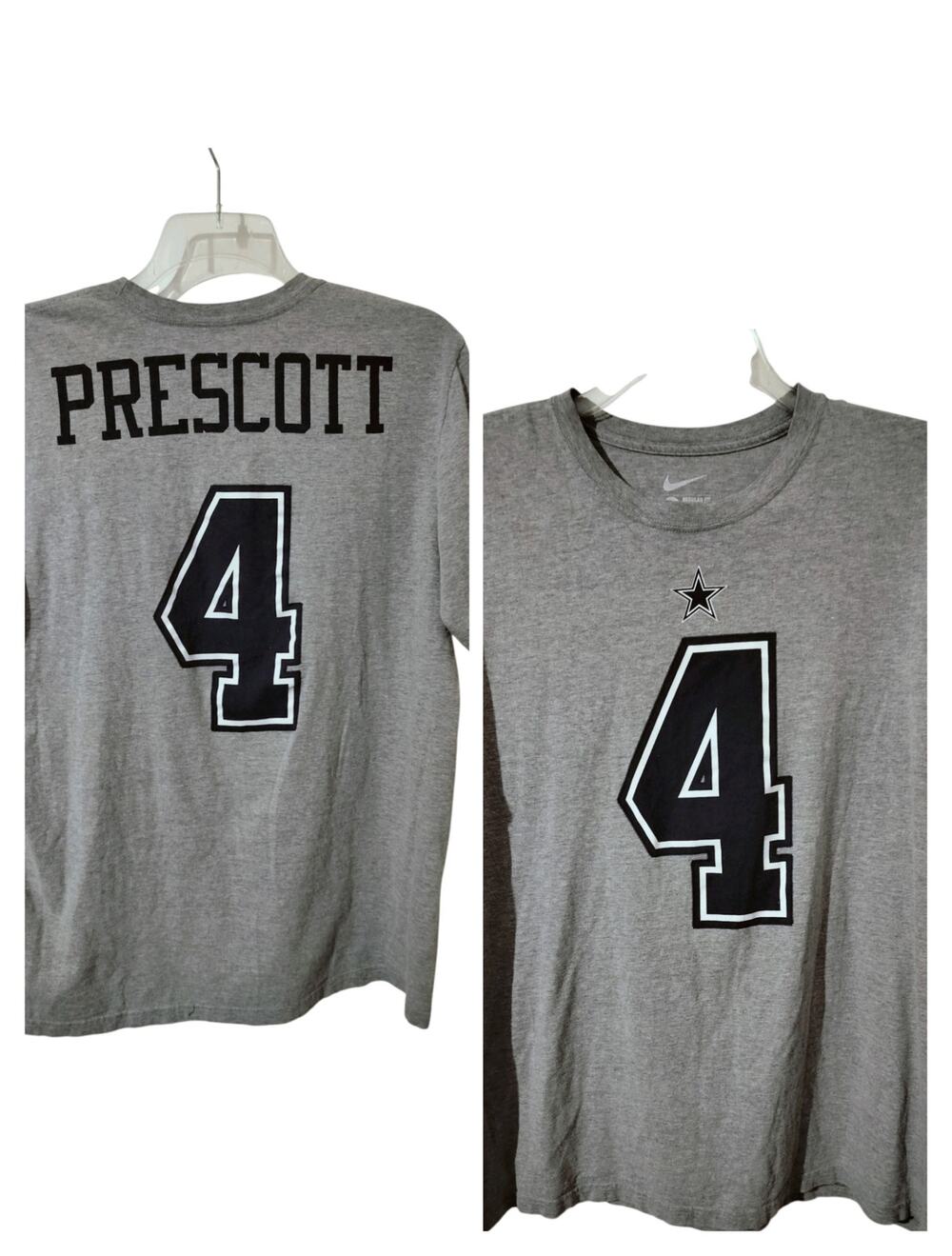 M1262) Nike Gray Dak Prescott Dallas Cowboys Shirt Sleeve Tee XL